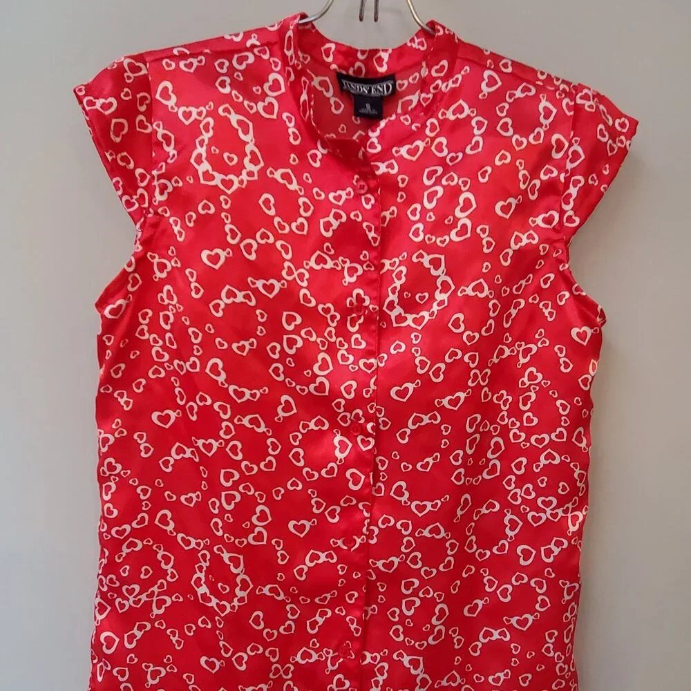 Two Pair Valentine Heart Design Lands' End Pajamas Girls